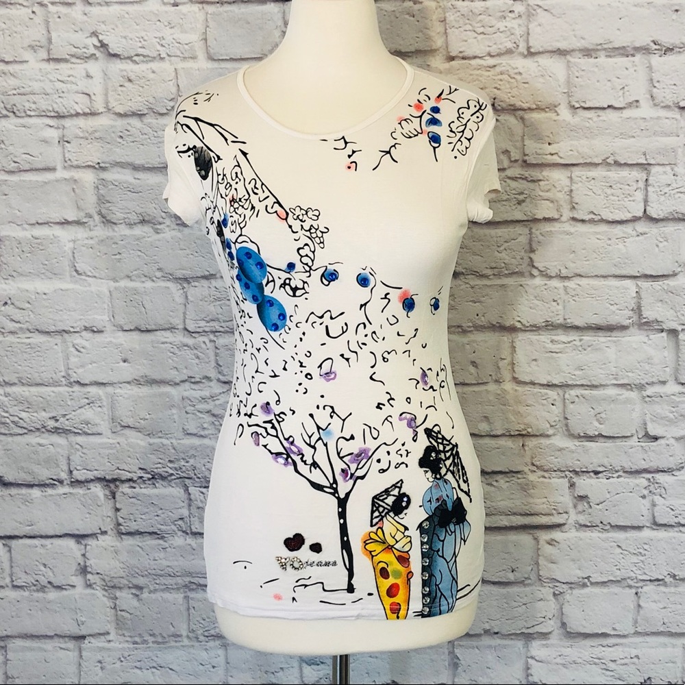 VO Jeans | Geisha Print Embellished Graphic Tee